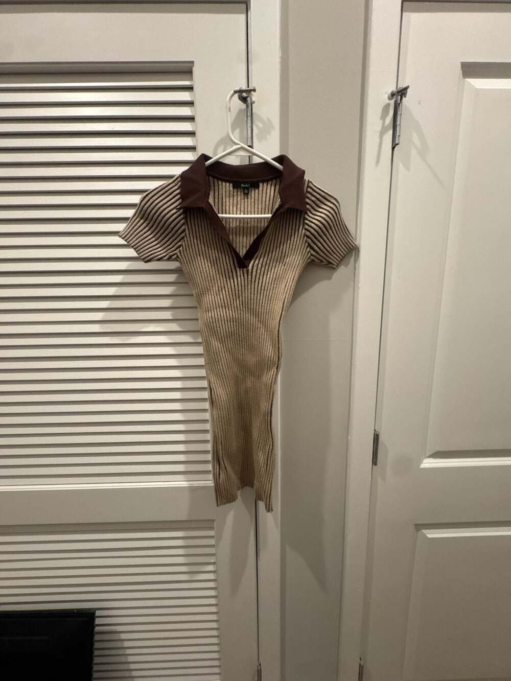 Princess Polly Mini Collared Dress Medium Beige Brown